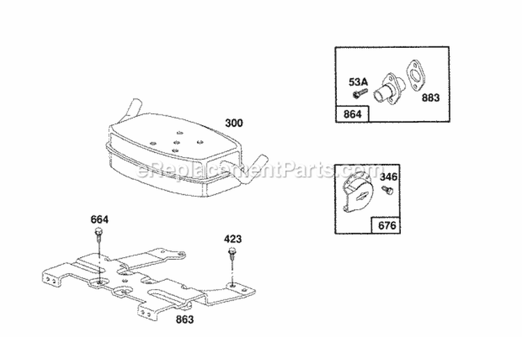 Muffler Parts Diagram and Parts List for 404707-1207-01  Briggs and Stratton Engine
